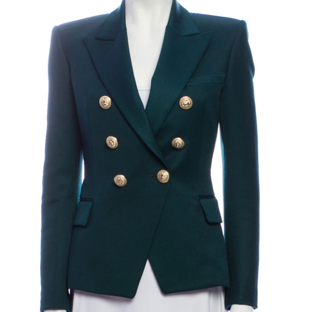 Gorgeous Balmain Dark Green Double Breasted Blazer